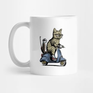 Cat With Sunglasses Riding Motorcycle and Driving Scooter Mug